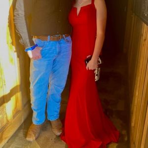 Red mermaid style prom dress